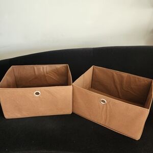 Storage Bins Set of Two Large Brown 16x12x8